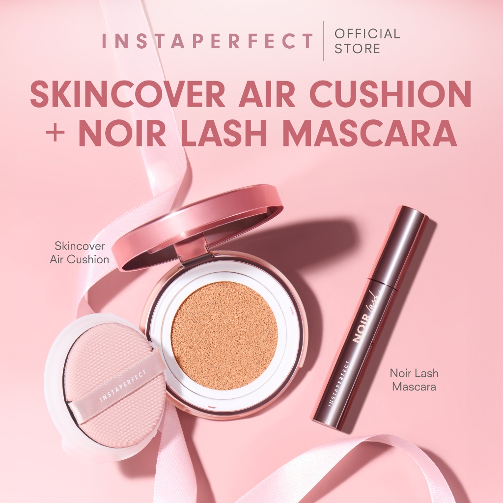 Bundle Instaperfect Skincover Air Cushion + Noir Lash Mascara (Mascara Bulu Mata Smudgeproof)- Bundl