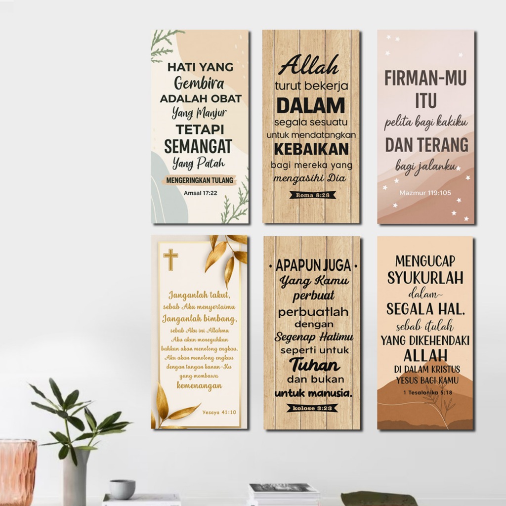 Hiasan dinding Ayat alkitab - Motivasi Hidup Kristen - Quotes Ayat (dapat 6 panel)