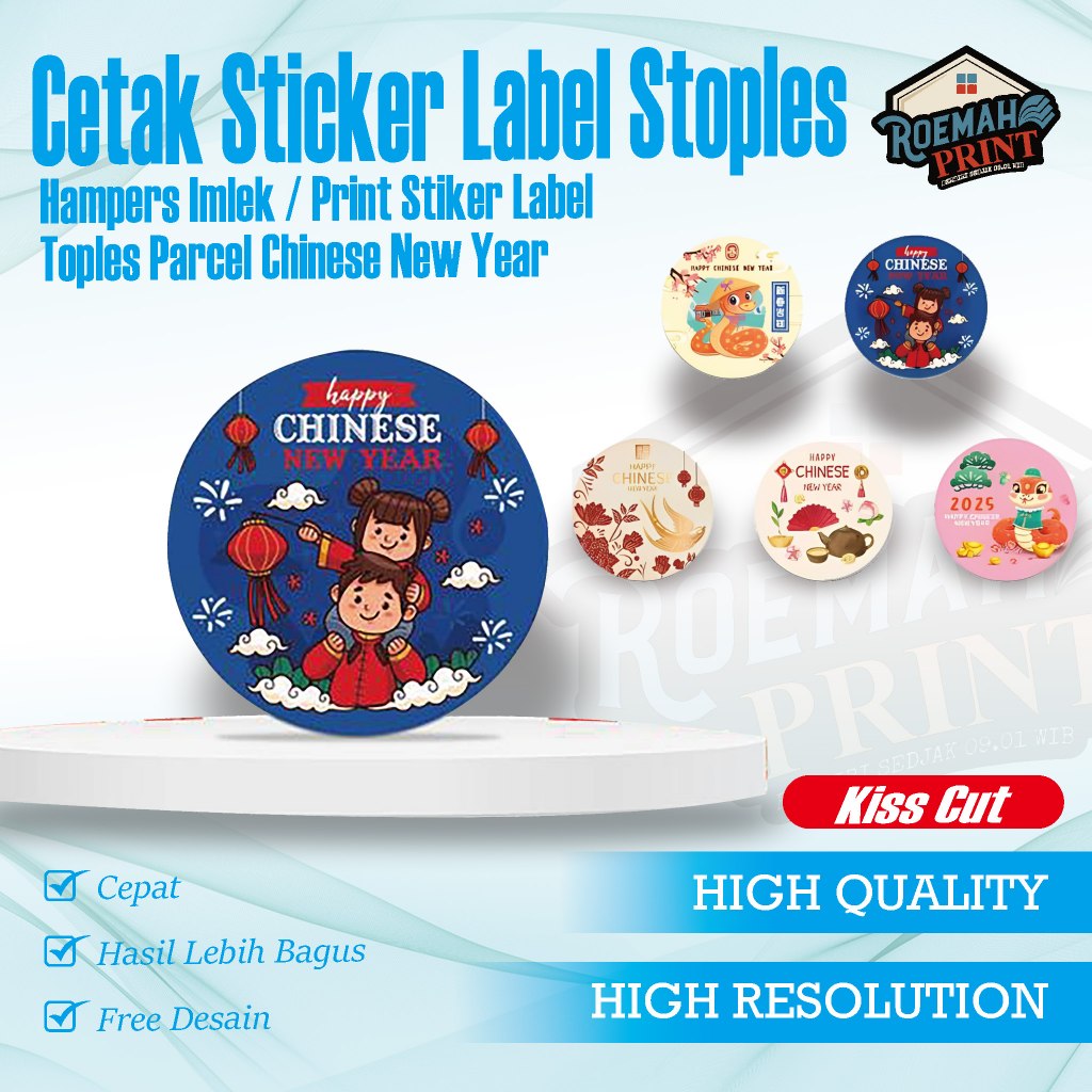 

Cetak Sticker Label Stoples Hampers Christmas / Print Stiker Bulat Parcel Natal Desain Custom Edisi Xmas