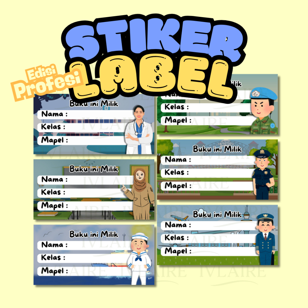 

Stiker Nama Buku / Label Nama Anak Edisi Profesi Season 1