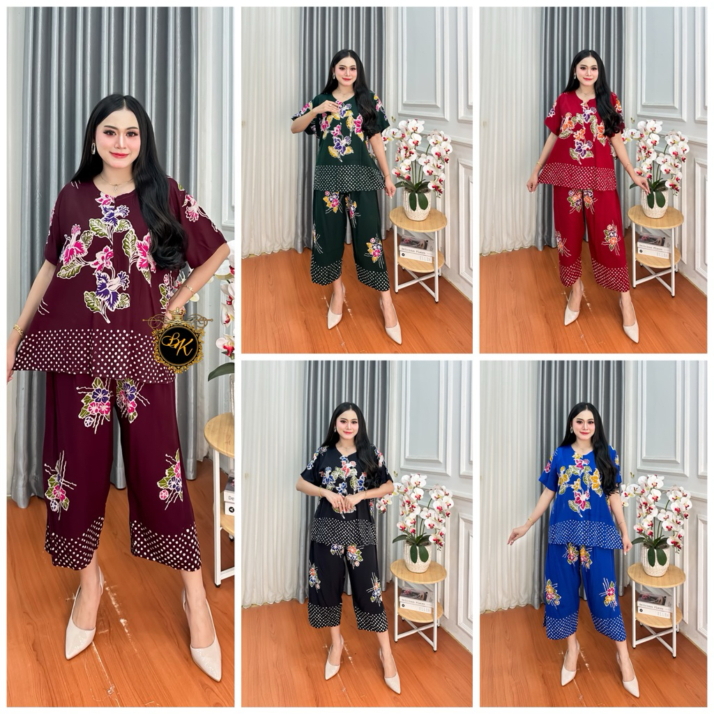 Setelan Jumbo Kulot Wanita Ld 130 | Setelan Celana Pendek Wanita Jumbo | Setelan Lengan Pendek Wanit