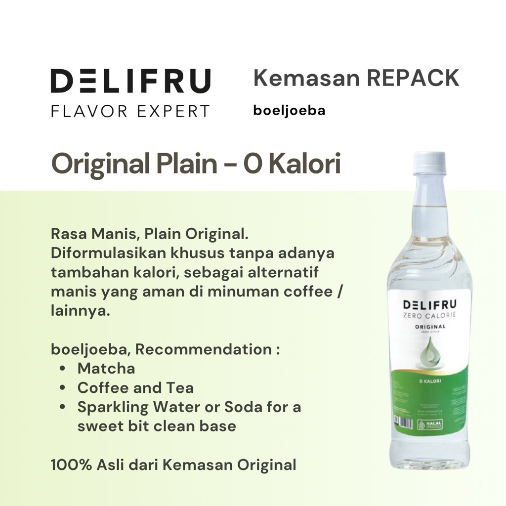 

Delifru - Original Plain 0 Kalori Syrup Repack [30, 50, 75] g / Simple Syrup
