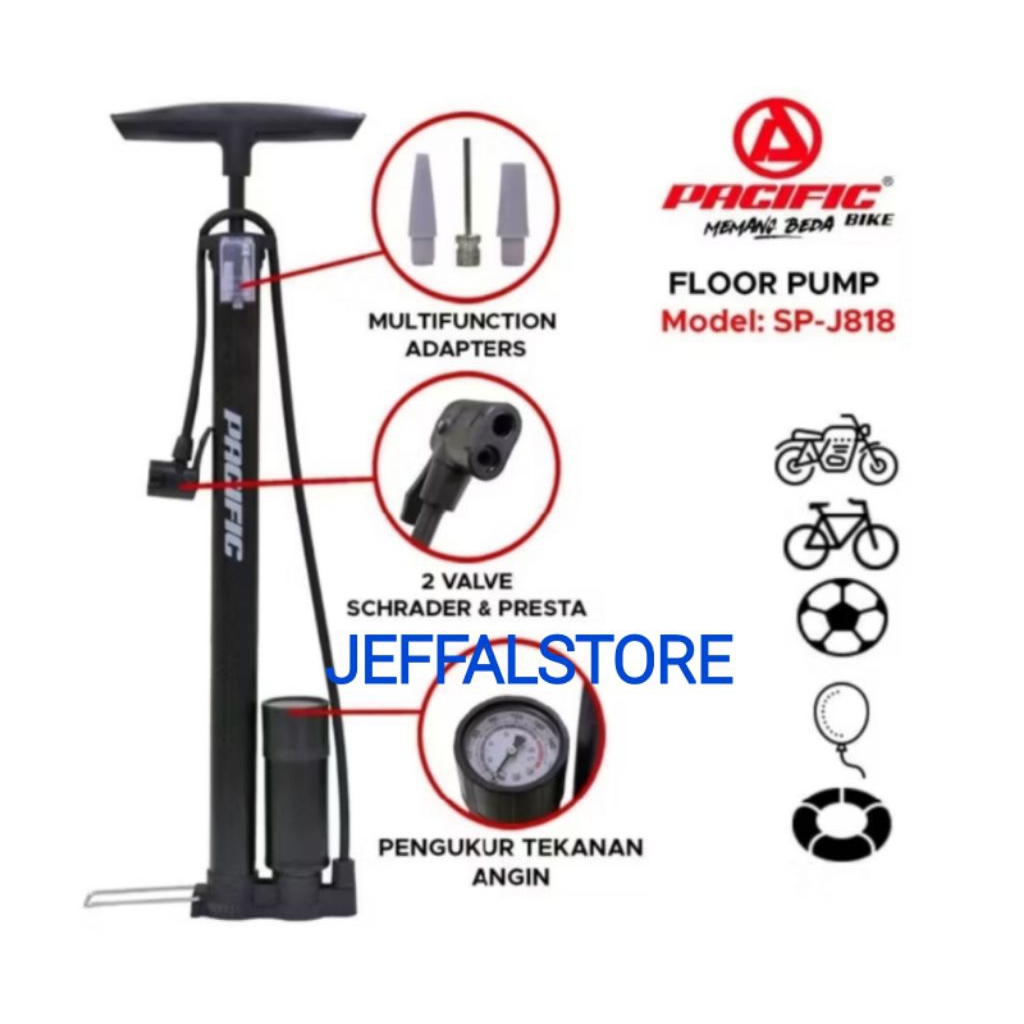 Pompa Pacific J818 Untuk Ban Sepeda, Motor dan lainlain
