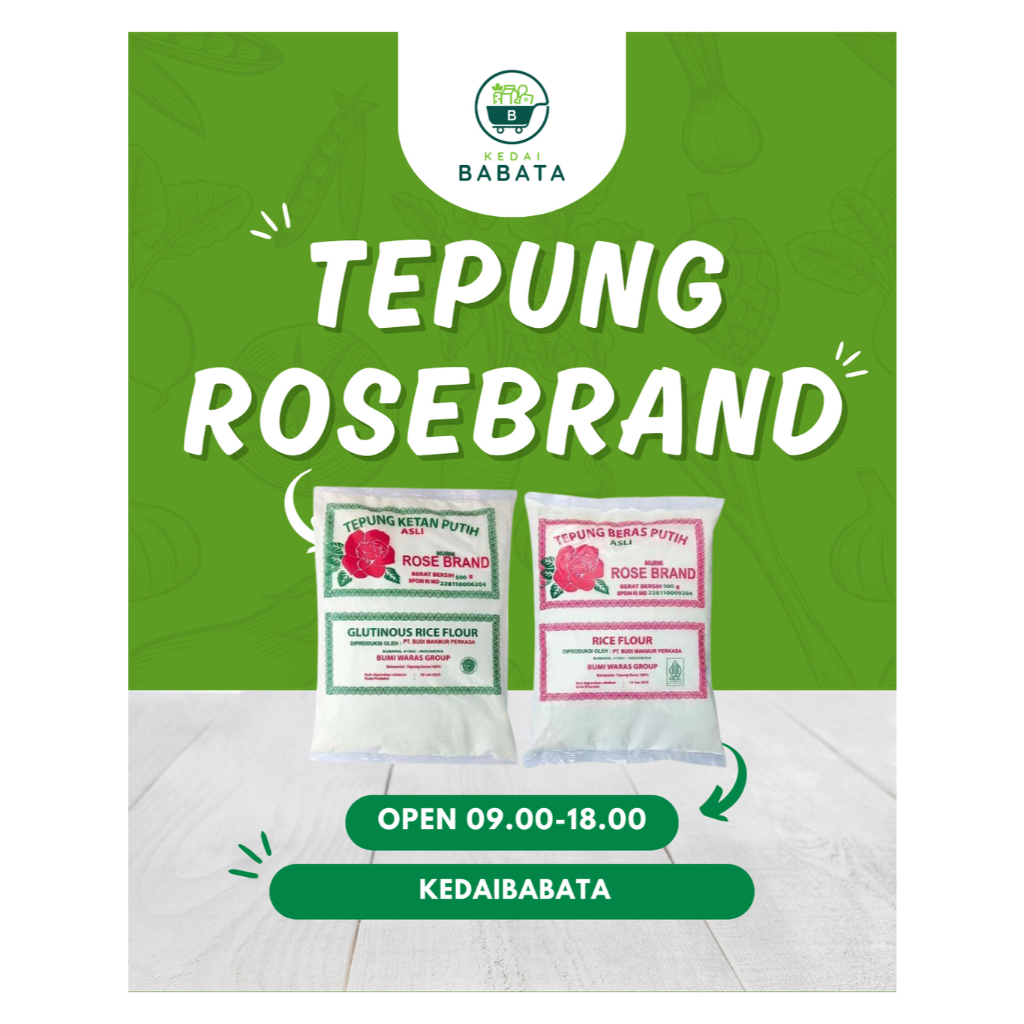 

Tepung Beras Putih Rose Brand /Tepung Beras Ketan Putih Rose Brand 500g Bahan Kue Kedai Babata Padang