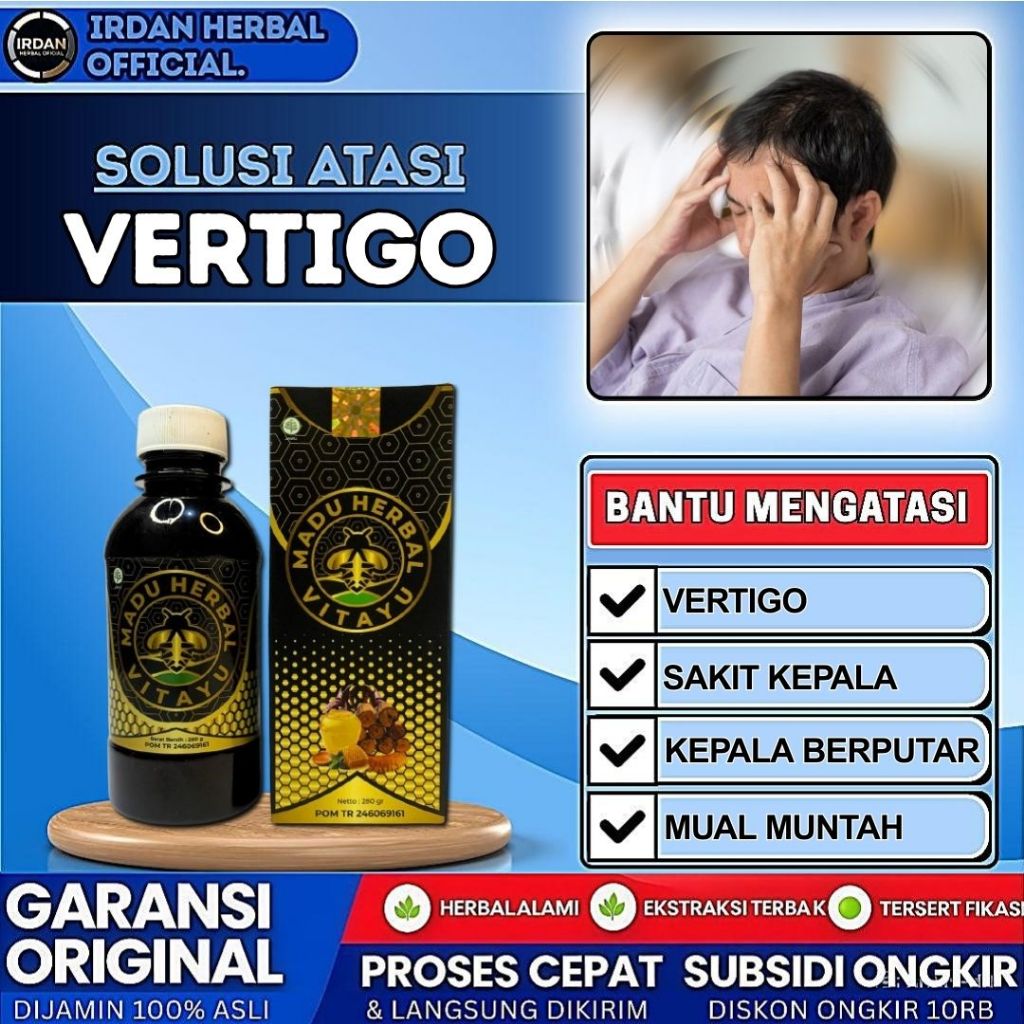 Vitayu Madu Herbal Vertigo Kepala Pusing Berputar | Madu Vitayu Obat Vertigo Ampuh Tanpa Efek Sampin