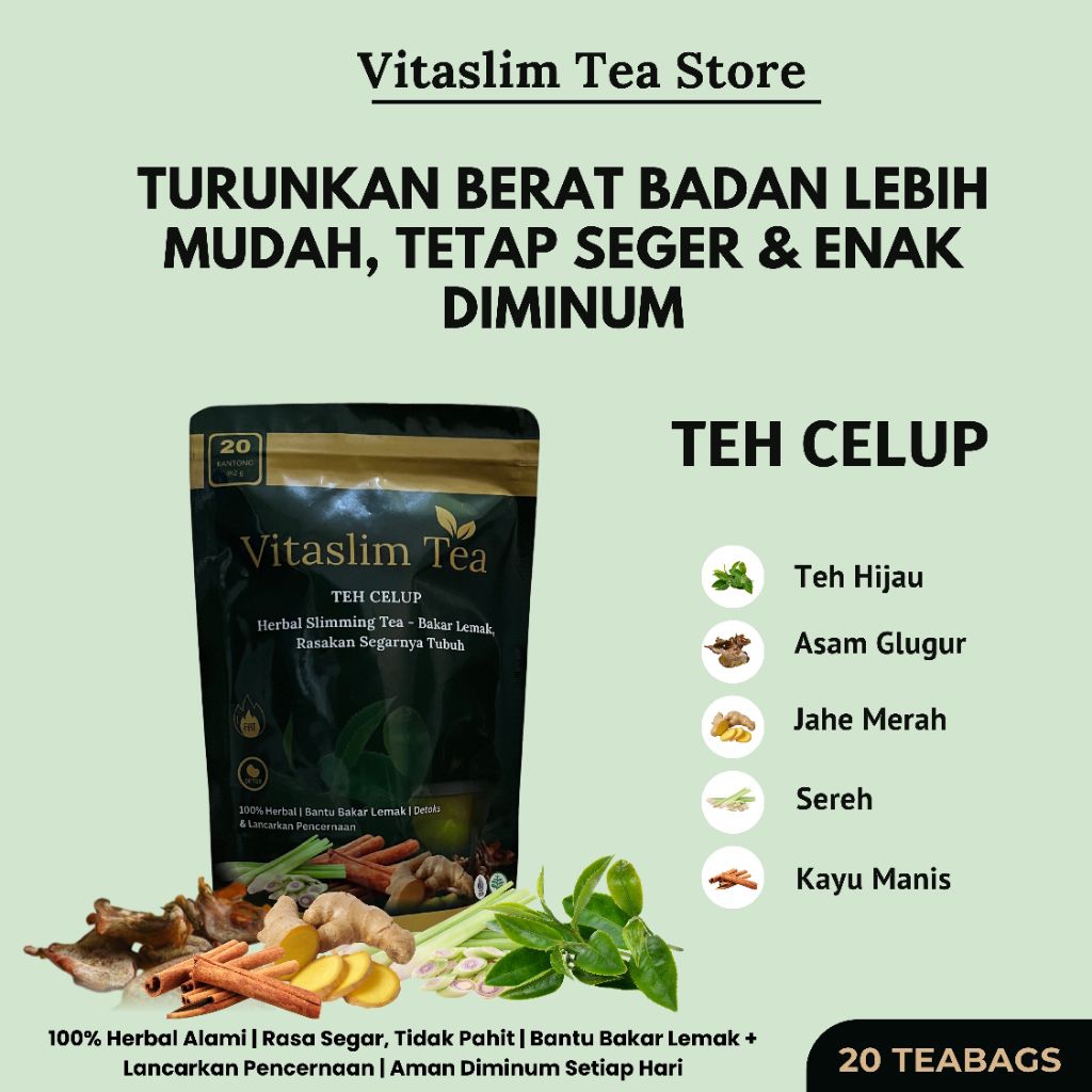 

Vitaslim Tea – Teh Herbal Alami | Bantu Jaga Tubuh Tetap Sehat & Ringan