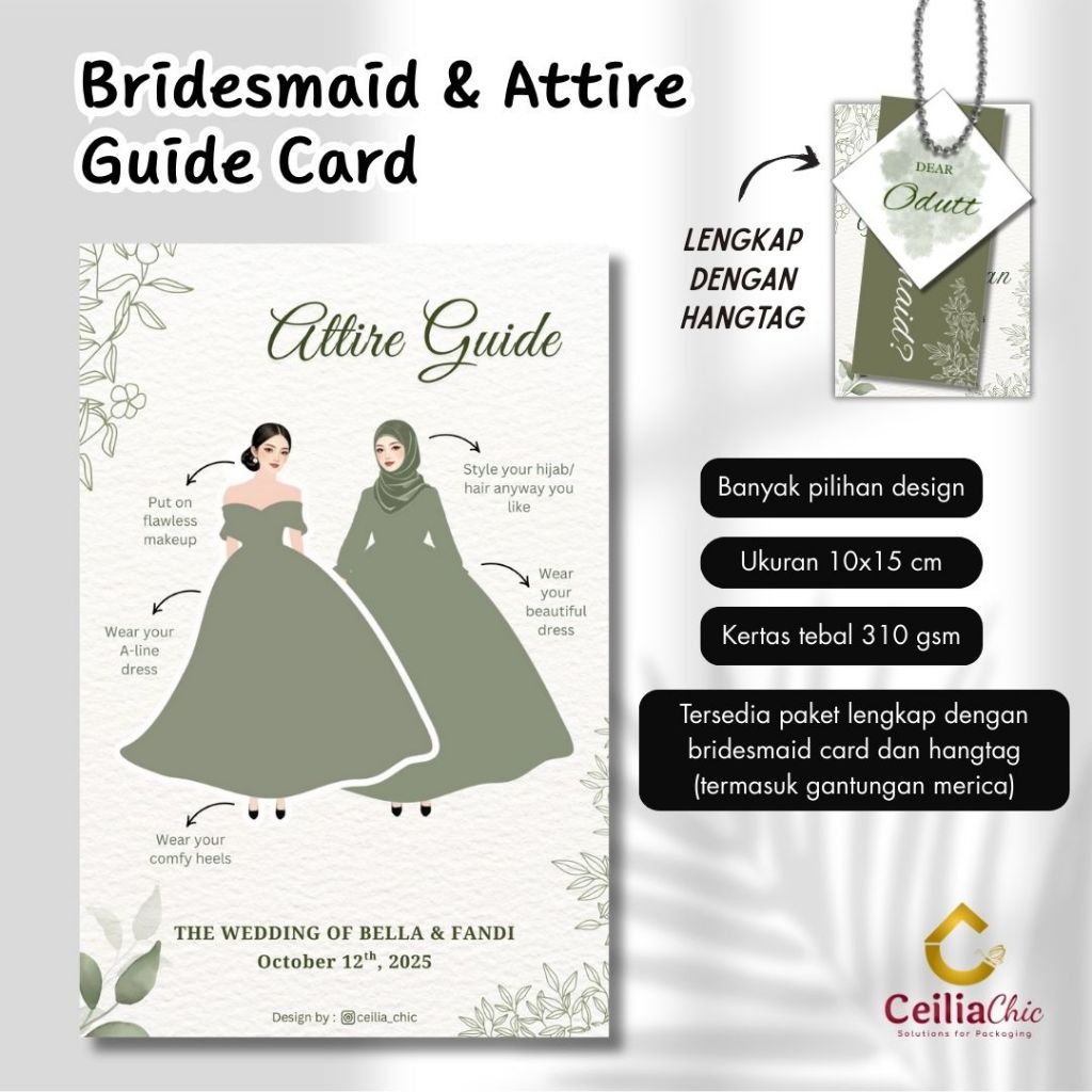 Attire Guide Card / Bridesmaid Card / Kartu Bridesmaid Pernikahan