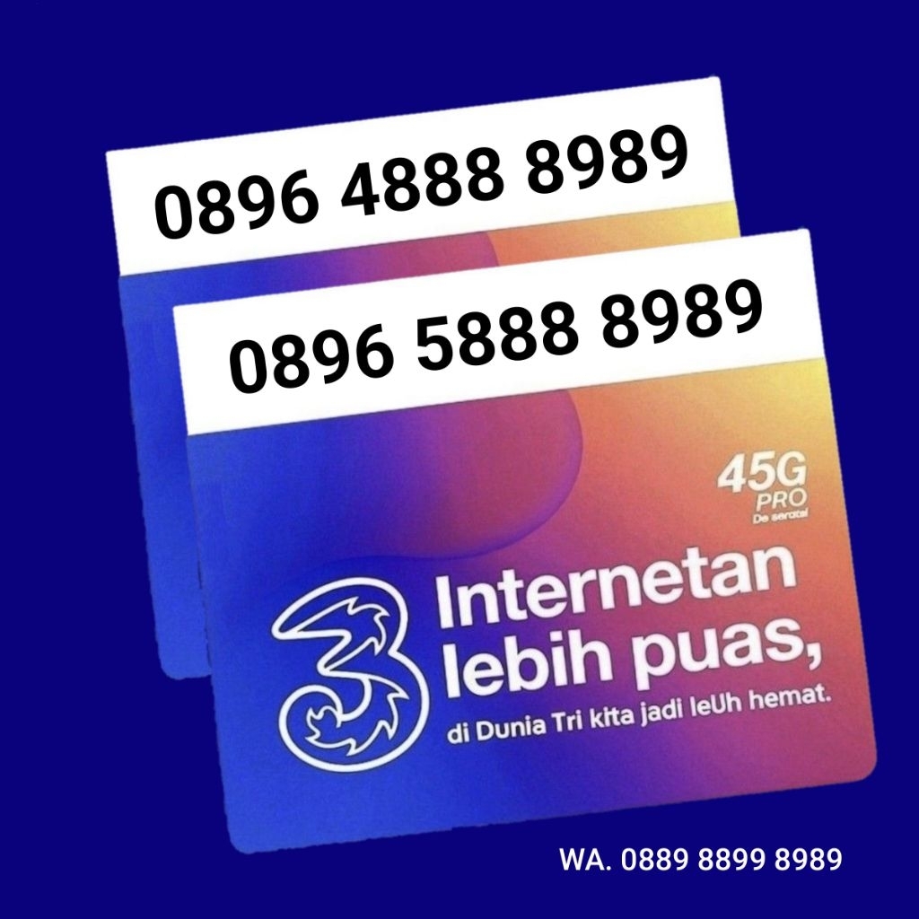 Kartu perdana Tri - Nomor Cantik Tri Prabayar 888 8989