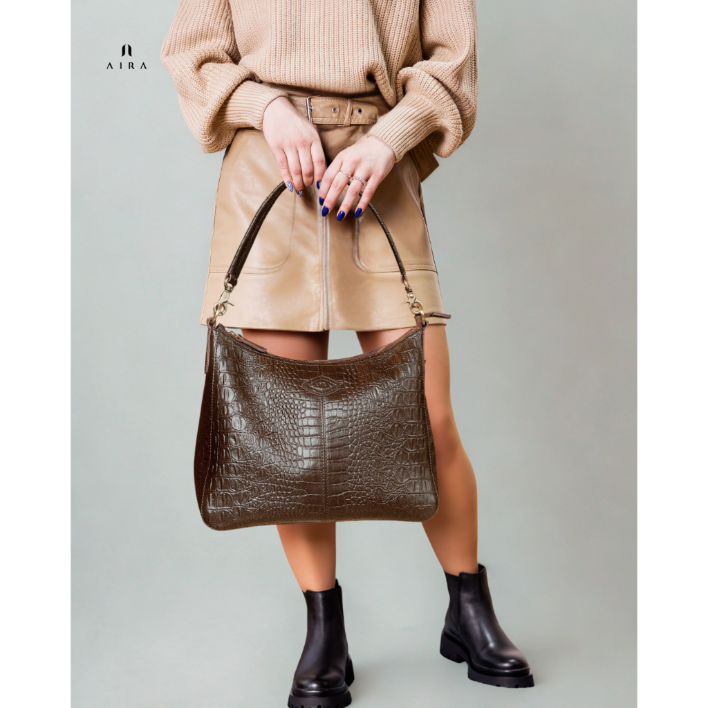 AIRA | Tas Kulit Asli Wanita Hobo Sofia Tas Selempang Laptop 13,3 Inch Tas Kerja Simple