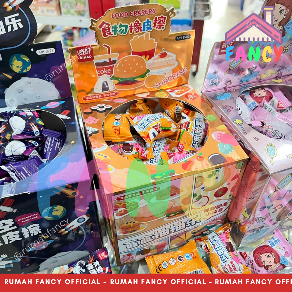 

[GROSIR] 1 BOX ISI 60 PCS Stip Penghapus Misteri BLIND BOX KEMASAN SACHET GACHA LUCU Eraser Fancy