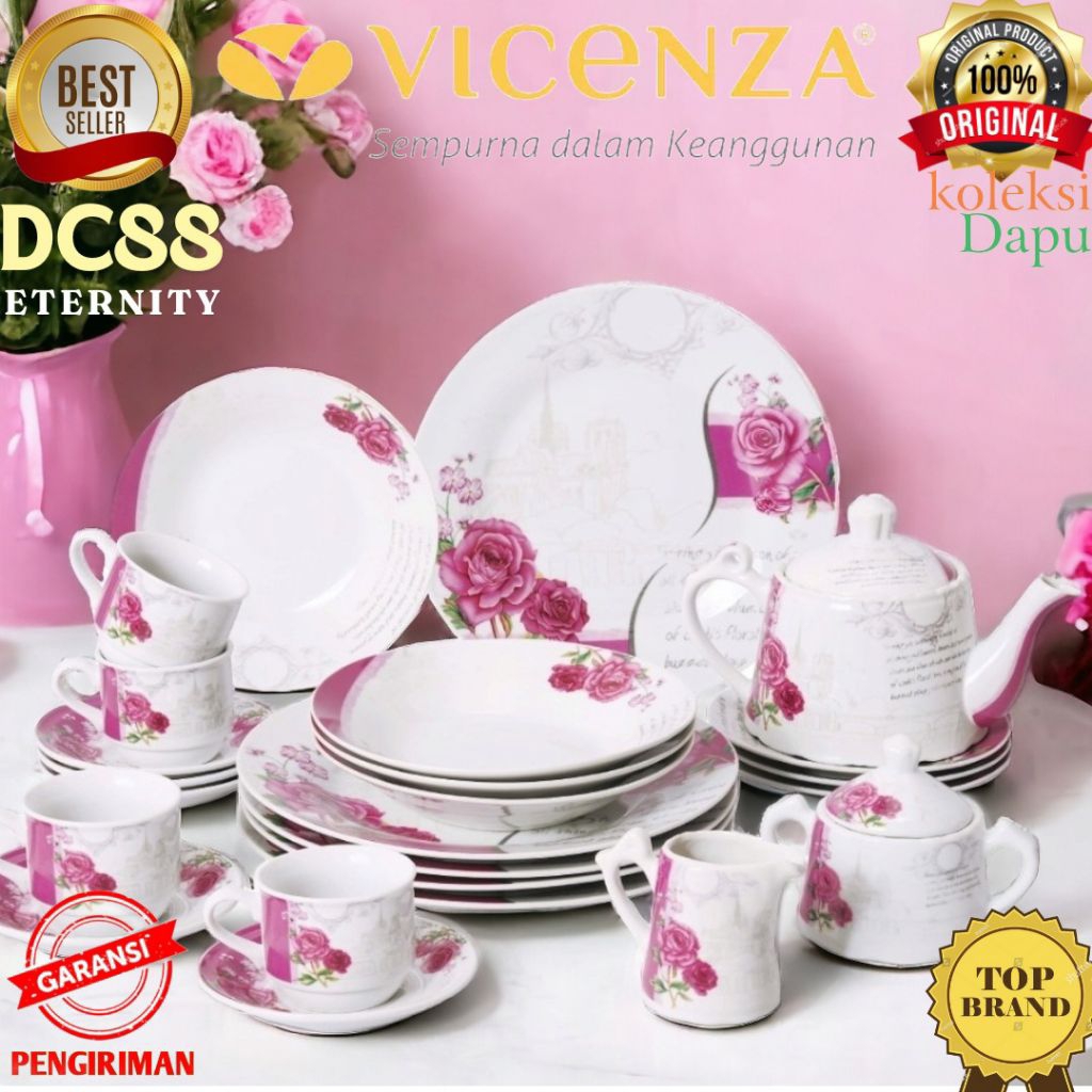 Dinner Set Vicenza Dc88 Piring ETERNITY, set perangkat makan VICENZA lengkap terbuat dari porselain,