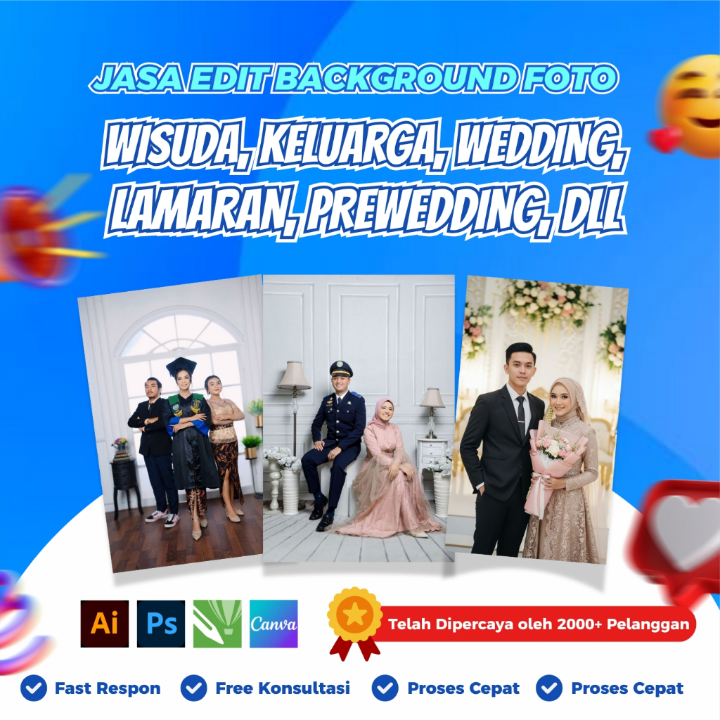 JASA EDIT BACKGROUND FOTO WISUDA,KELUARGA,PREWEDDING,LAMARAN,PERNIKAHAN DAN LAIN LAIN