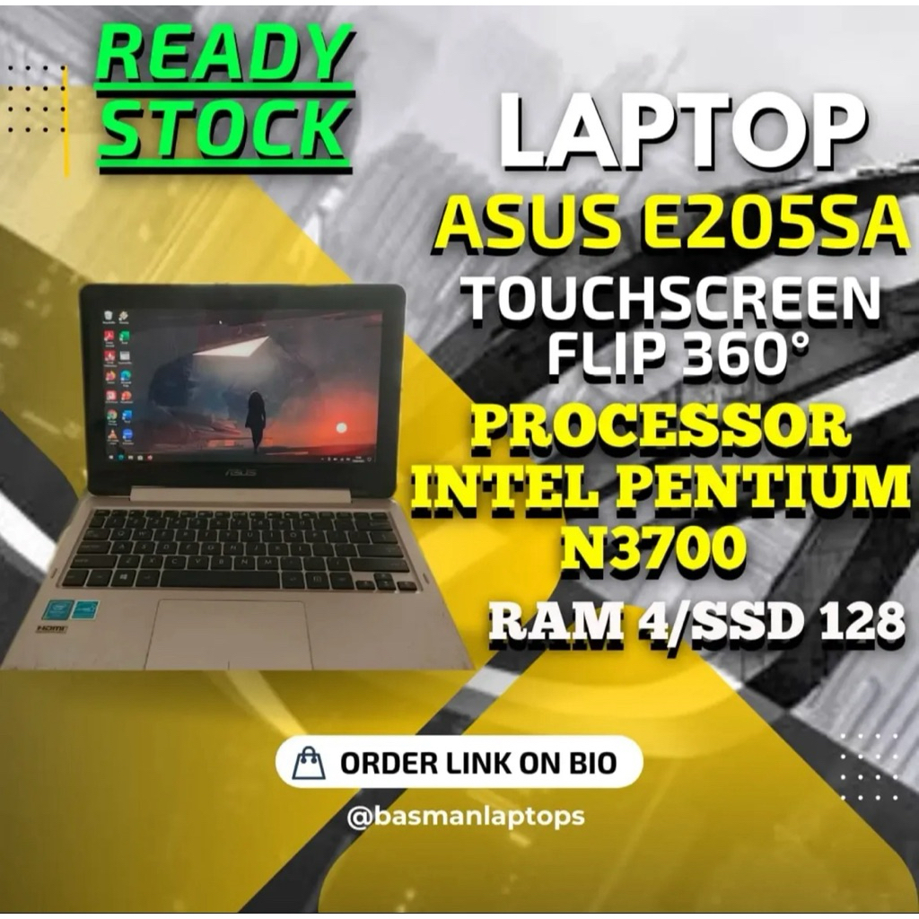 LAPTOP Asus Vivobook E205SA TOUCHSCREEN FLIP 360° PAKAI SSD  - LAPTOP BEKAS MALANG - LAPTOP KANTORAN