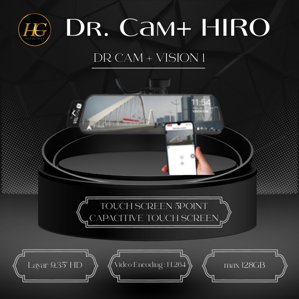 Dr.Cam+ VISION 1 - Dashcam Spion DVR Mobil 3K Camera with WiFi Clear Night Vision DVR