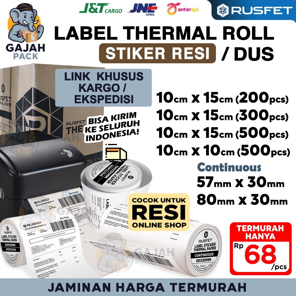 

Label Thermal Resi Barcode Stiker Thermal Roll Untuk Resi Olshop A6 Pos Termurah RUSFET / DUS KARGO