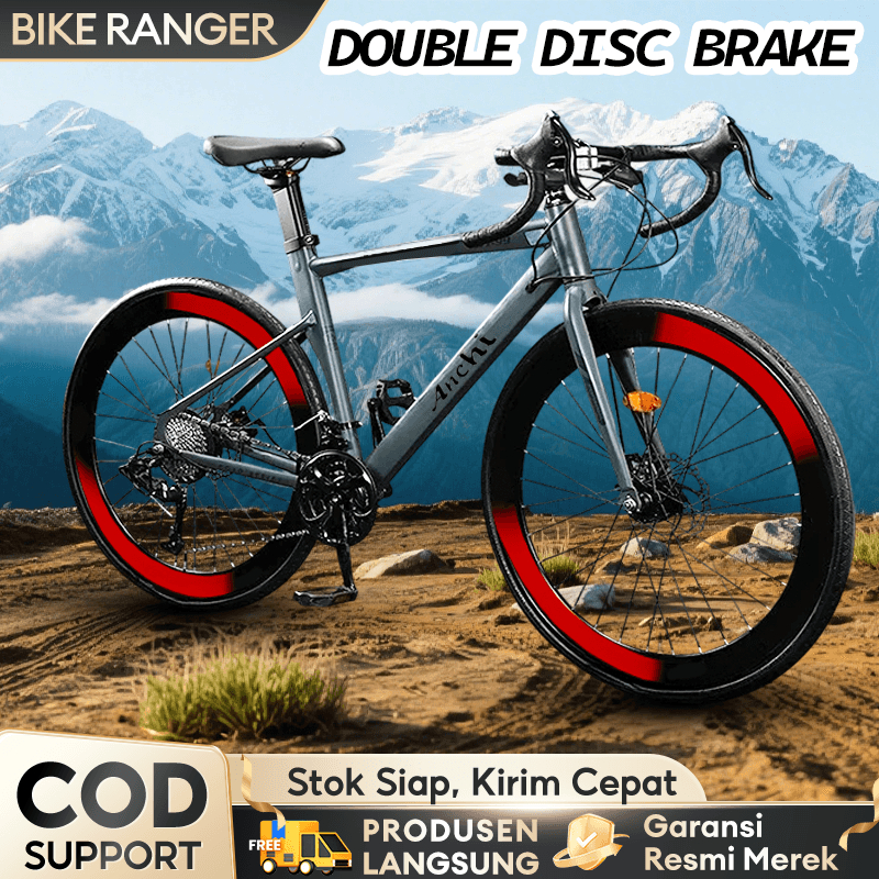 ANCHI Sepeda Road Bike 700C 7 Gigi Siap Kirim Sepeda Dewasa Frame alloy Sepeda Gunung 26 Inci