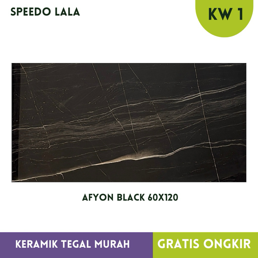 Granit Hitam 60x120 High Polished Afyon Black motif marmer Speedo By Lala kw 1