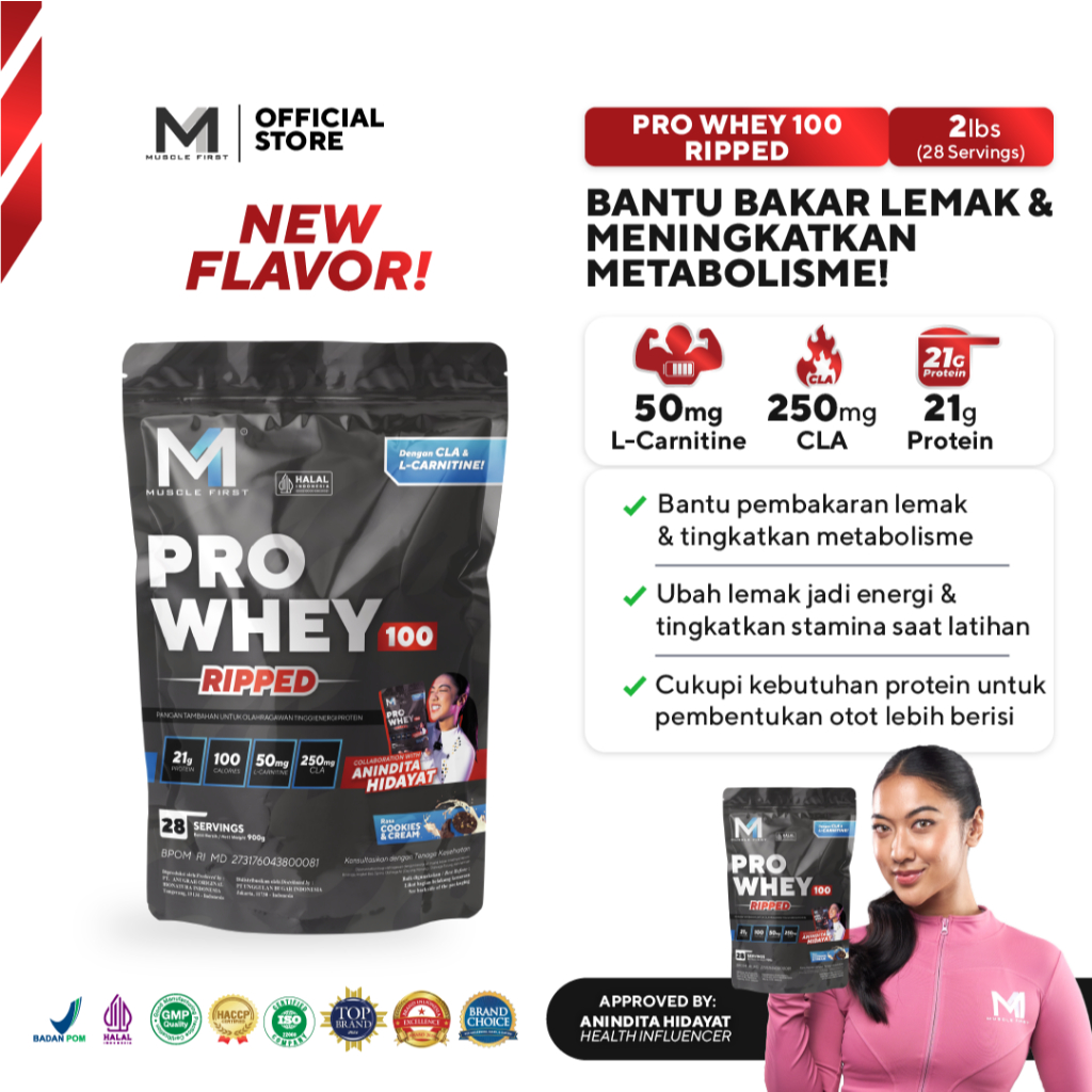 [Anindita Hidayat Collaboration] MUSCLE FIRST Pro Whey 100 Ripped 2lbs/900gr - Fat Burner Whey Prote