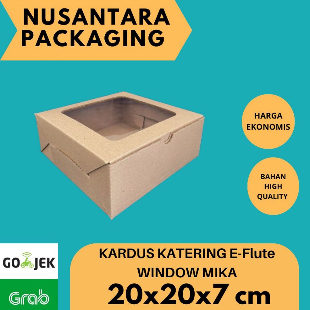 

(WINDOW)KARDUS KATERING 20x20x7 / KOTAK MAKANAN / BOX KARTON CORUGATED DIE CUT E-FLUTE / KUE CAKE
