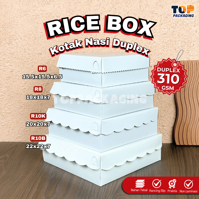 Kotak Nasi Duplex Putih Renda Non Laminasi R6 R8 R10K R10B Box Catering Nasi Kue Snack Hajatan