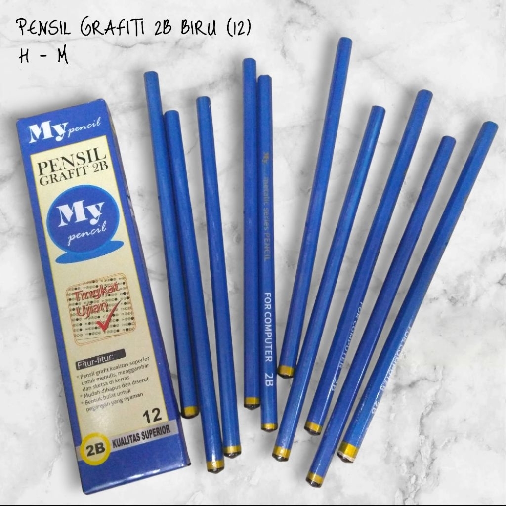 

JUAL 1 PACK isi 12 / PENSIL GRAFITI 2B BIRU / PENSIL 2B / PENSIL HITAM