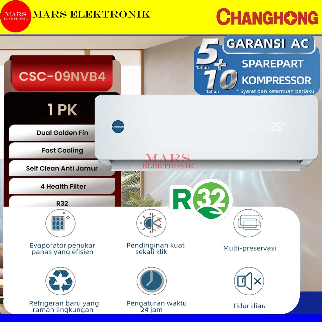 CHANGHONG AC CSC-09NVB4  1PK FAST COOLING CSC 09 NVB4 - READY