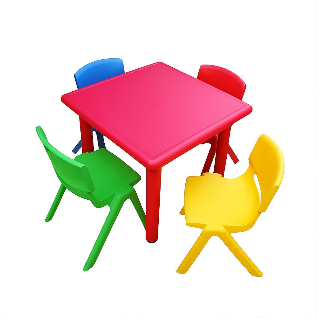 Meja Belajar Anak Set Import – 1 Meja + 4 Kursi KB TK PAUD