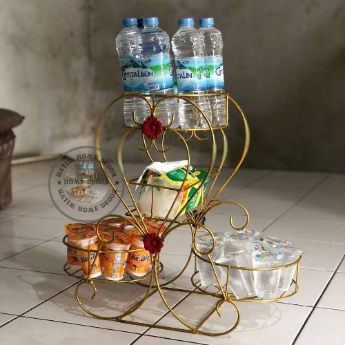 standing rak tempat air minum aqua lebaran serbaguna