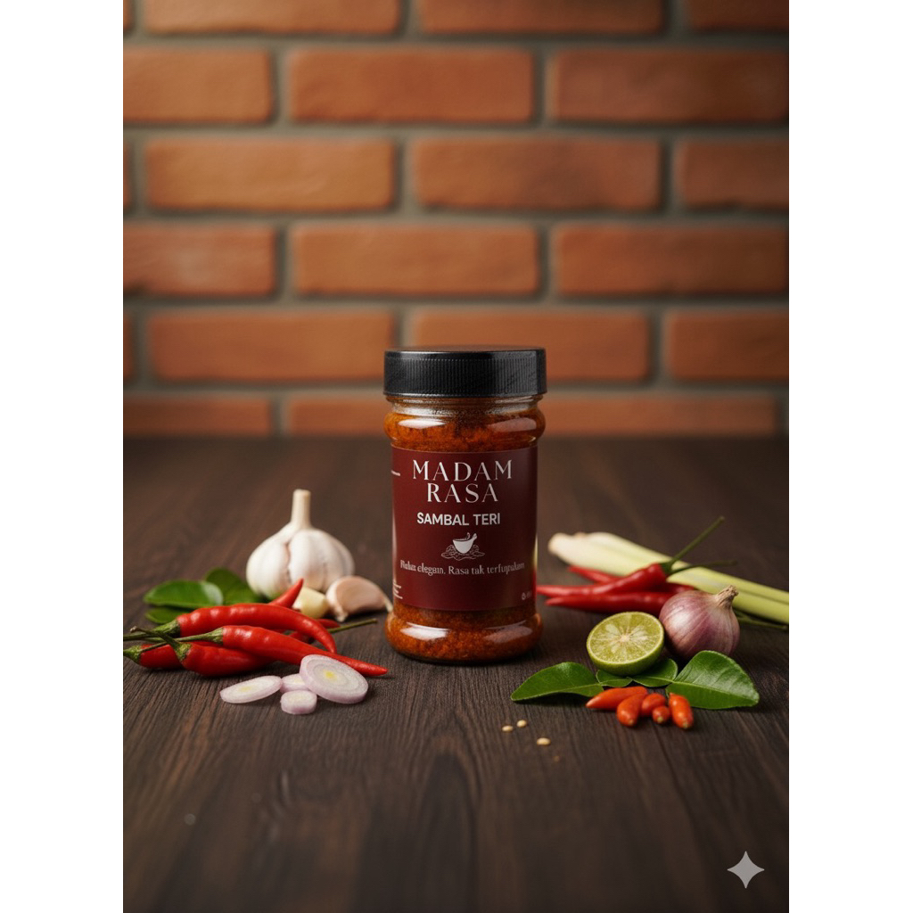 

Madam Rasa Sambal Teri 150ml – Sambal Pedas Premium Homemade Gurih Nikmat