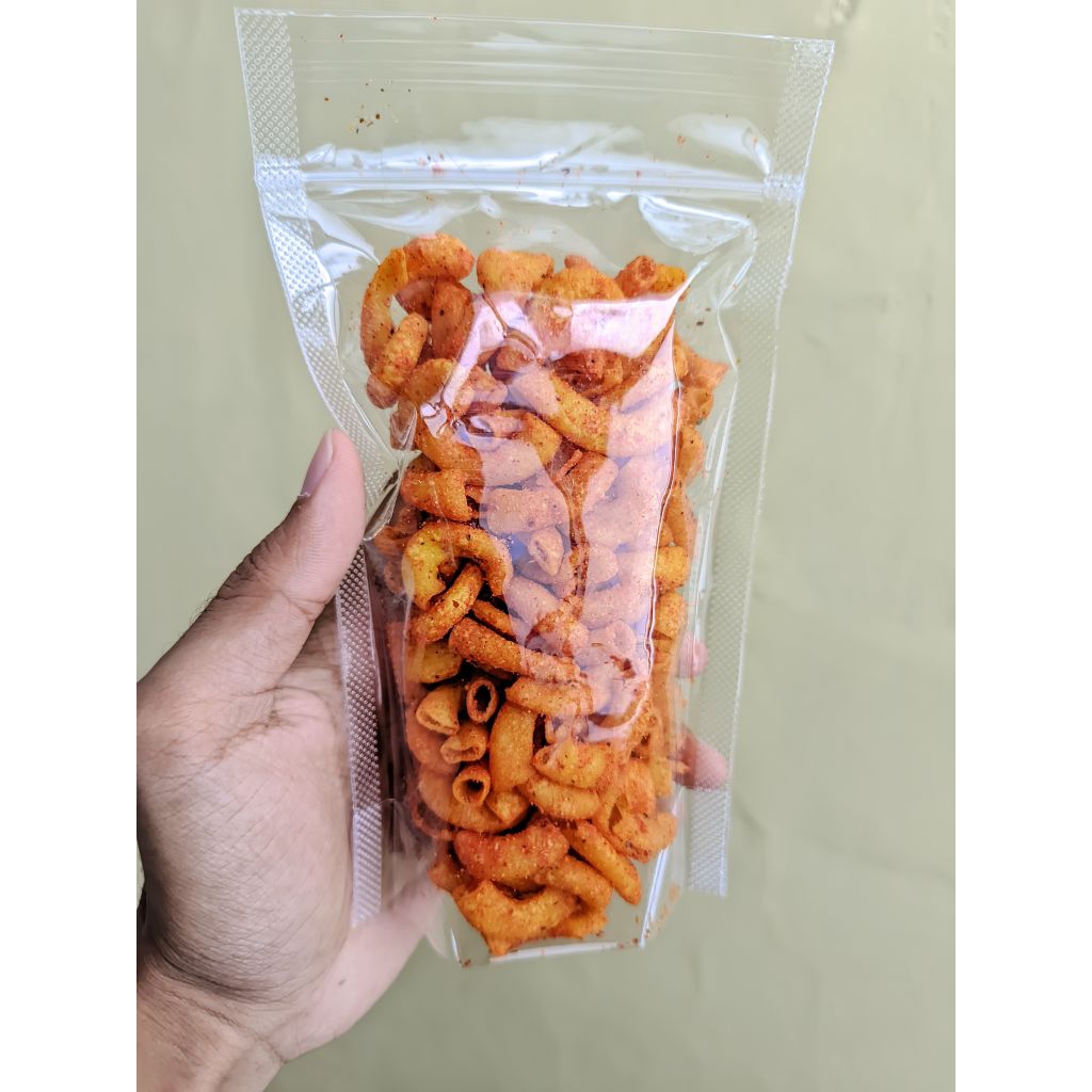 

Makaroni Kriuk Renyah pedas sedang kemasan 100gram