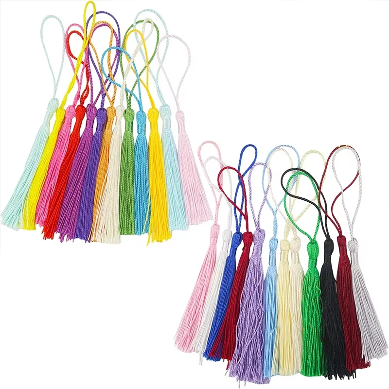 

32Pcs Tassel Bookmarks - Tassel Silky Halus untuk Bookmark, DIY Craft, Aksesori Gantungan Kunci, Hadiah Unik