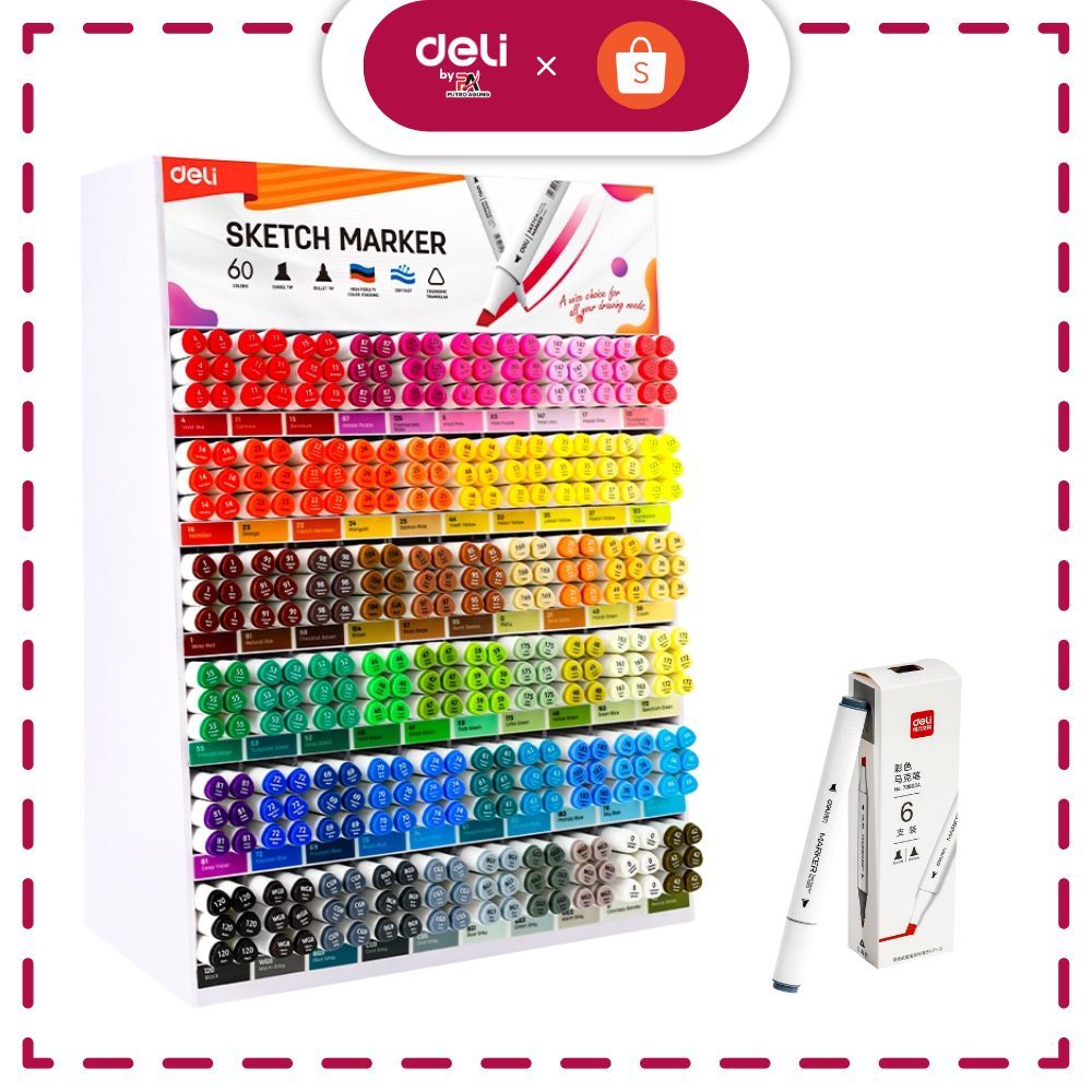 

Sketch Marker Deli Dual Tip Brush & Chisel 70803 /Spidol Warna Ilustrasi Cocok Untuk Desain