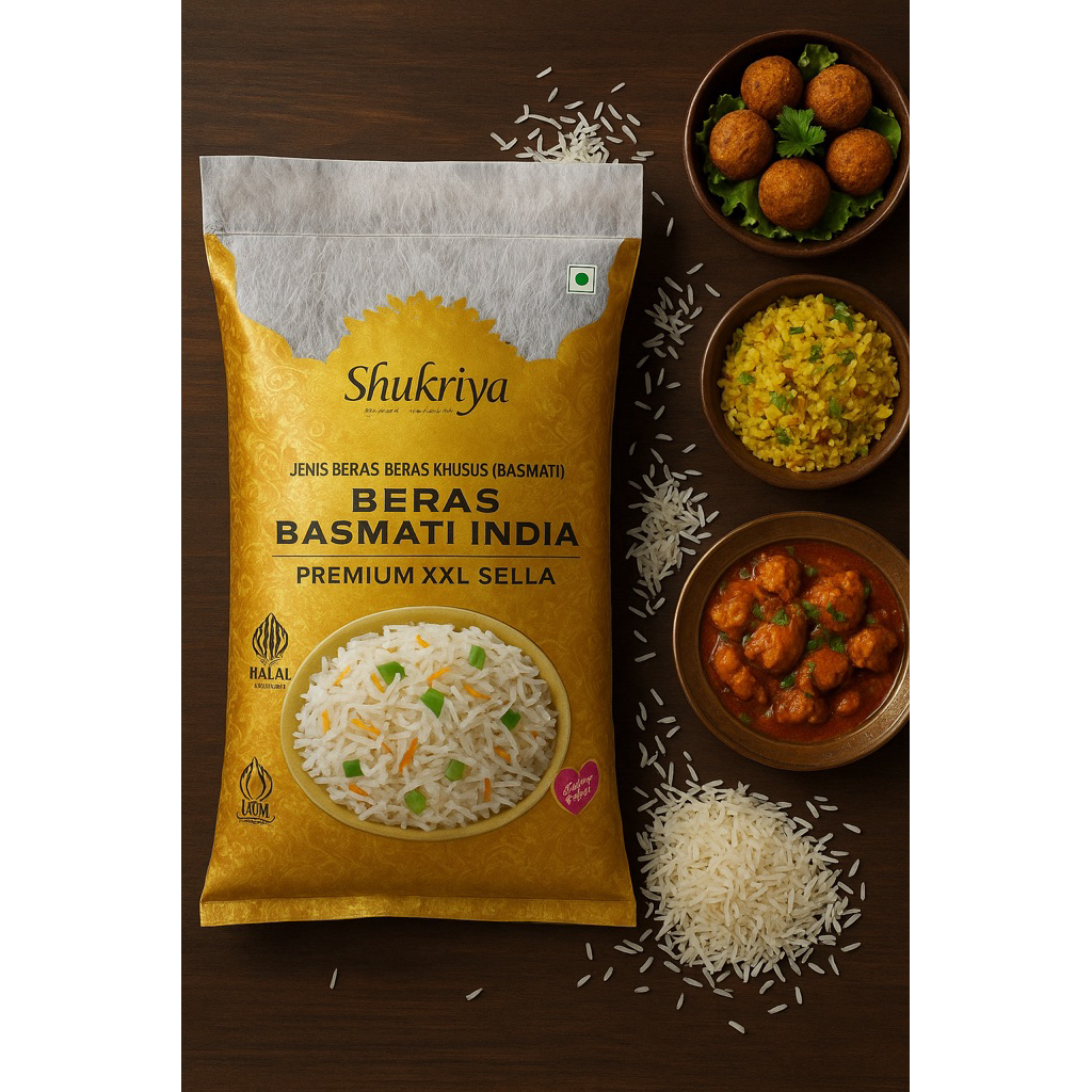 

Beras Basmati Shukriya 25kg || Beras Basmati Creamy Sella 25kg || Beras Basmati XXL Shukriya 25kg