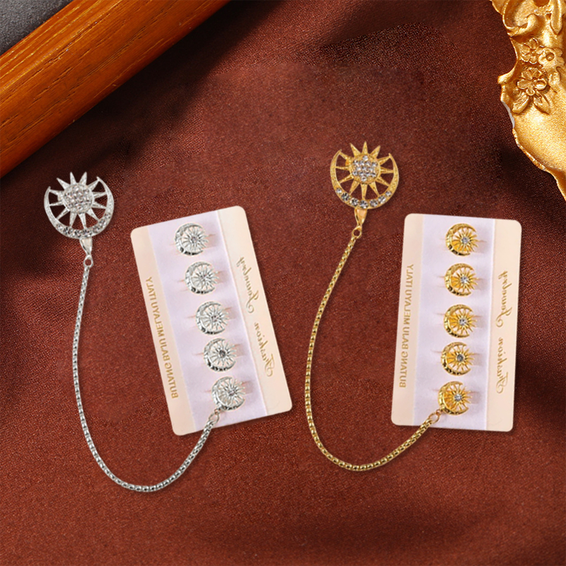 Butang Baju Melayu Pria Kancing Butang Rantai Baju Melayu Khas Bulan Bintang Bros Kebaya Janggan