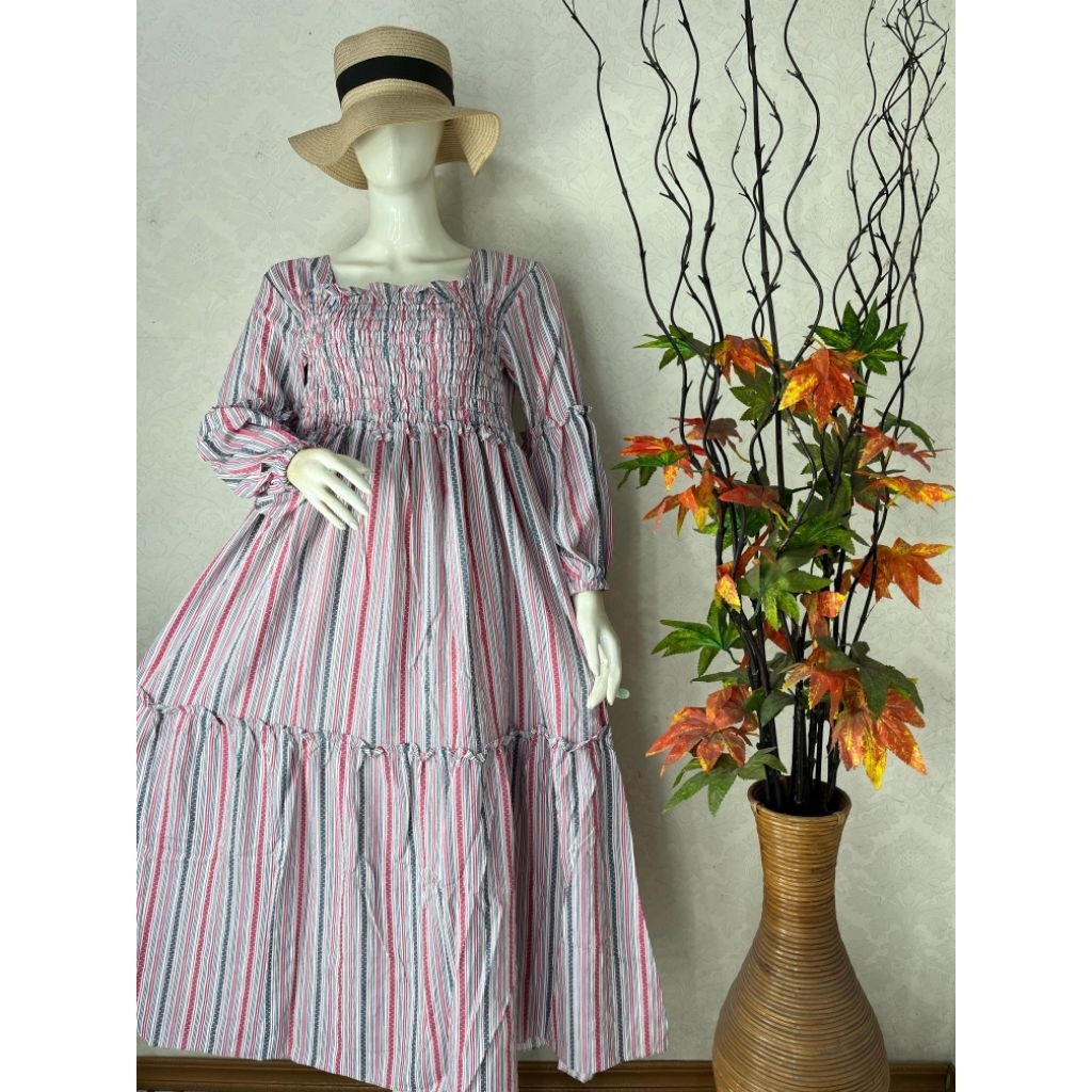 Dress Salur Smok Dada | Homedress Kekinian BEST SELLER READY STOCK BISA COD | Daster Casandra / Dres