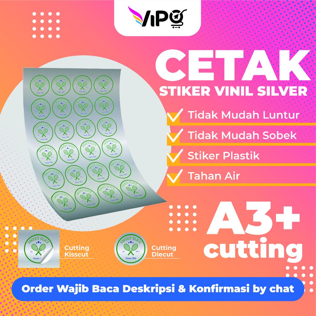

Sticker Vinil Silver / Perak A3+ Cutting Pola