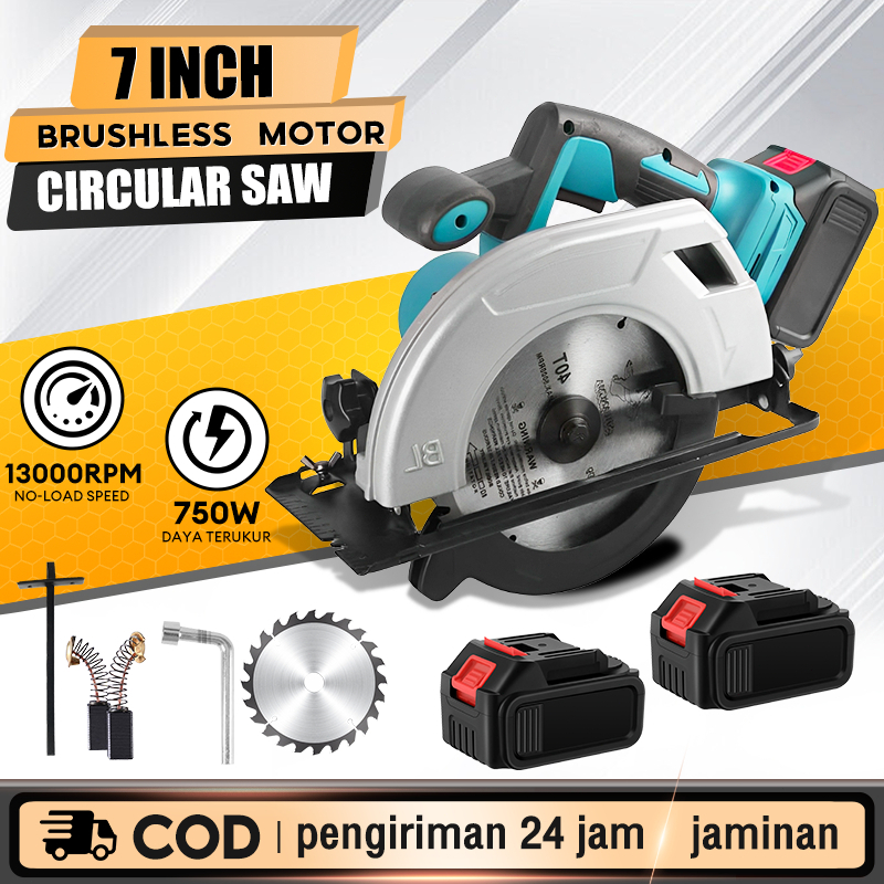 Circular Saw 5 inch Mesin Gergaji Potong Baterai Kayu Cordless Listrik Mesin Potong Kayu Gergaji Mul