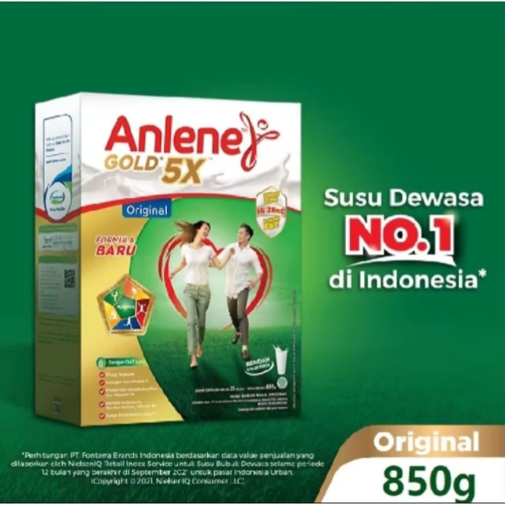 

Anlene Gold 5X Original 850g - Anlene Gold 5X Susu Bubuk Dewasa Original 850gr - Nutrisi Tinggi Kalsium Untuk Tulang, Sendi, dan Otot