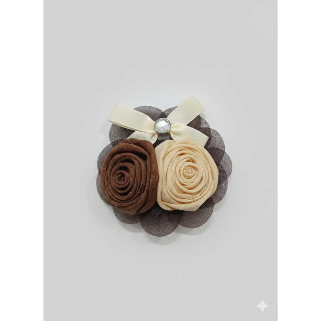 Jepit Rambut Korea Bunga Mawar Crepe Retro Clip || Jepit Rambut Bunga Mawar Kain Crepe Retro Clip