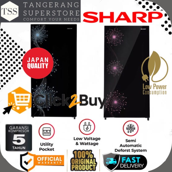 KULKAS 1 PINTU SHARP SJ-X197MG SJ X197 MG SJX197MG LEMARI ES 1 PINTU LOW VOLTAGE TURBO COOLING SHARP