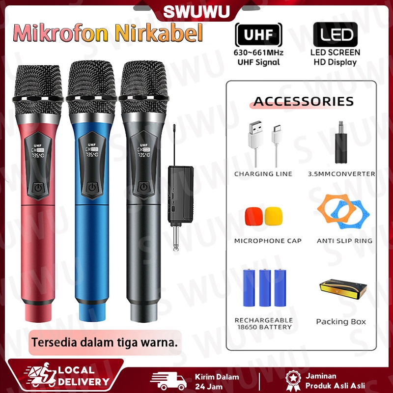 Mikrofon nirkabel Profesional Wireless Mic//Mic Wireless//MIC KARAOKE//MIC Termurah/Sinyal stabil - 