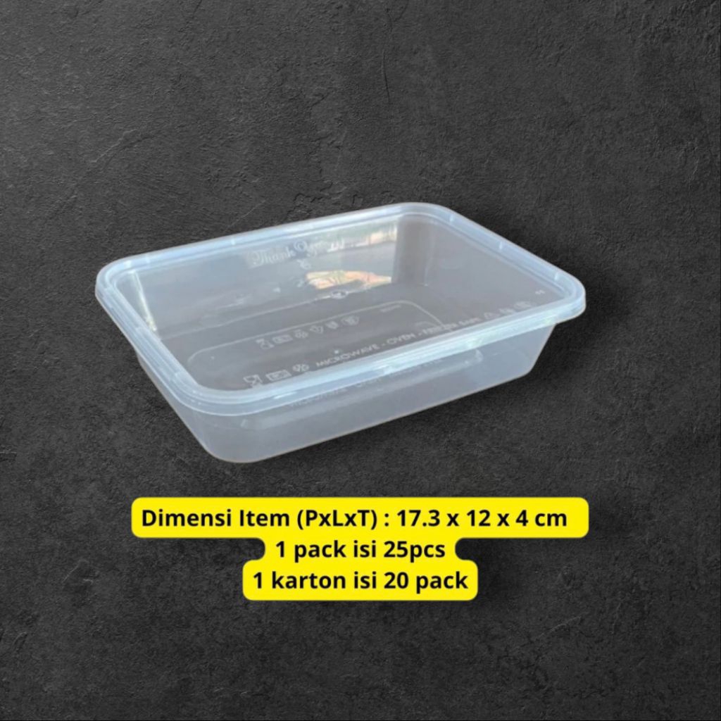 Thinwall Persegi Panjang 500ml Bening