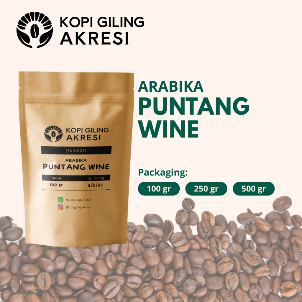 

Arabika Puntang Wine - Biji Kopi Bubuk Giling Murni 100gr-500gr | Kopi Giling Akresi