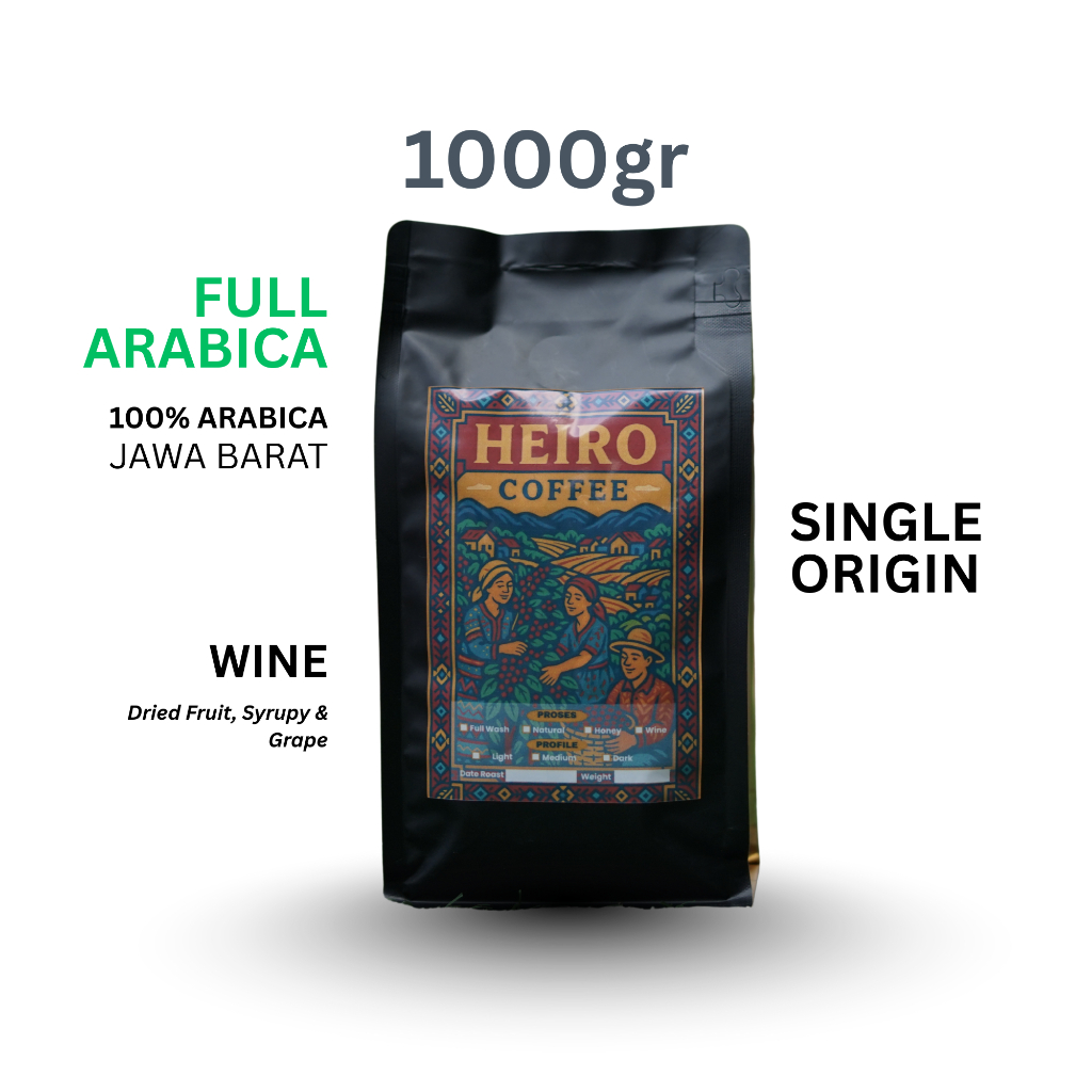 

Heiro Coffee - Biji Kopi WINE 100% Arabika 1000g / Bubuk Roasted Coffee Bean Filter Single Origin