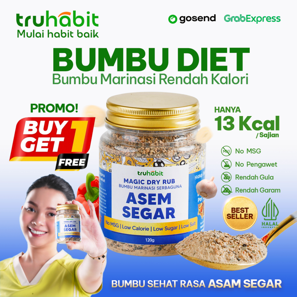 

(PROMO B1G1) - TRUHABIT, Dry Rub Asem Segar Seafood | Bumbu Diet | Bumbu Instan | Dry Rub Bumbu Marinasi Ayam & Daging Diet | Bumbu Dapur Bubuk Lengkap Tanpa MSG & Pengawet | Rendah Kalori