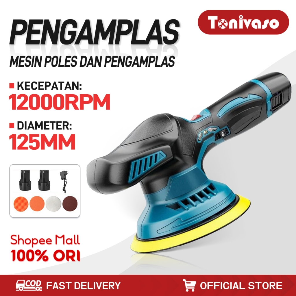 Tonivaso Mesin Poles Body Mobil 220v 700w /alat poles mini body portable baterai 125mm /2600mAh /Mot
