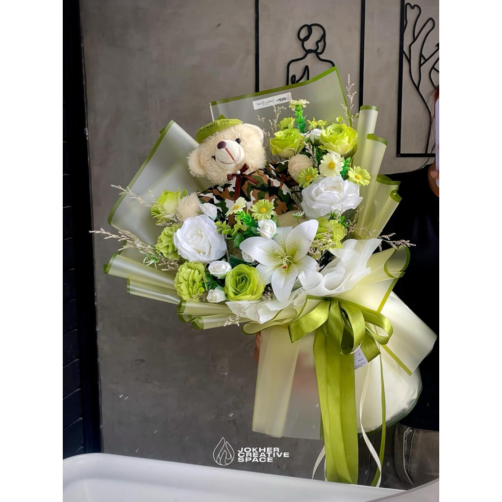 Buket boneka tentara / buket pelantikan tentara / bouqet pelantikan / buket