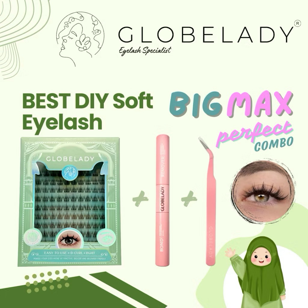 Bulu Mata Palsu Eyelash GLOBELADY DIY Set COMBO | bulu mata Eyelash Extension Premium