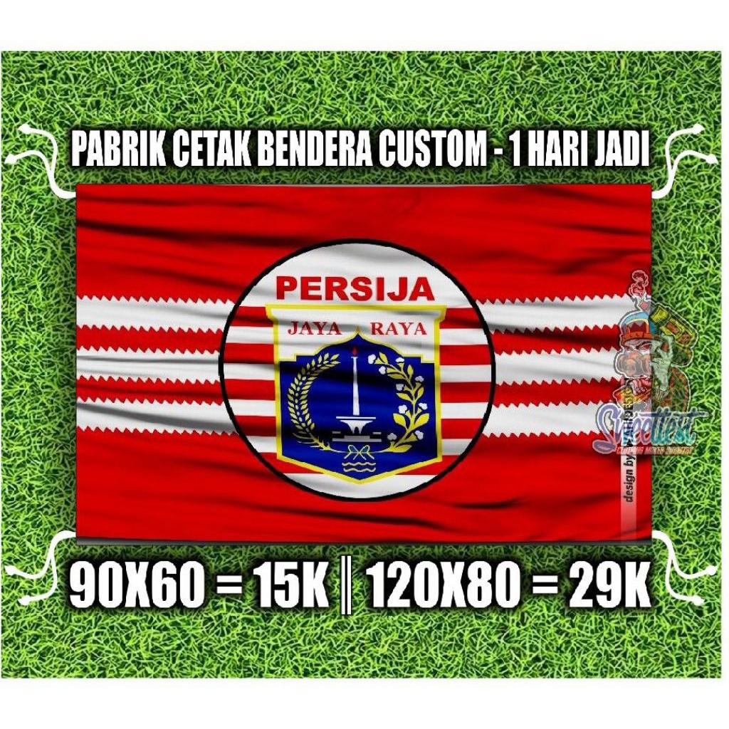 READY STOK + FREE STICKER, BENDERA PERSIJA JAKARTA, BENDERA PRINTING PERSIJA, MINIFLAG PERSIJA, GIAN