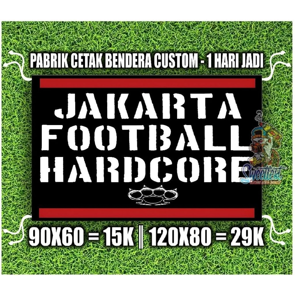 READY STOK + FREE STICKER, BENDERA PERSIJA JAKARTA, BENDERA PRINTING PERSIJA, MINIFLAG PERSIJA, GIAN